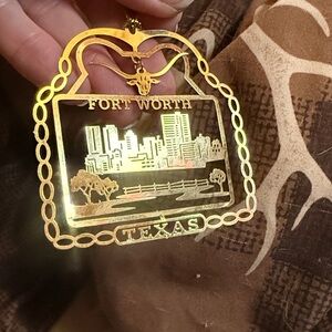 Gold Fort Worth 3D Texas Ornament NEW retail $40